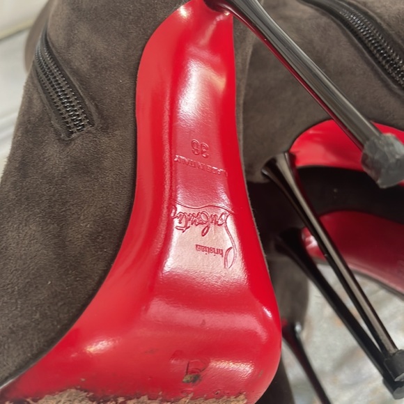 Christian Louboutin Big Lip brown cap toe stiletto booties suede 36 5.5 - Picture 11 of 12